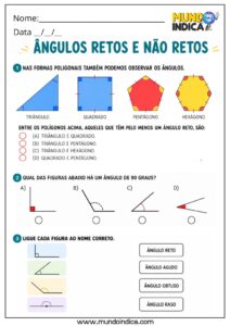 Atividades de Matemática 4º Ano sobre Ângulos Retos e Não Retos segundo ...