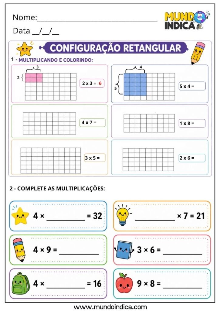 Atividade de Matemática 4º Ano com Multiplicação para Imprimir_ Adição de Parcelas Iguais, Propriedade Comutativa, Problemas e Situações do Cotidiano (BNCC)