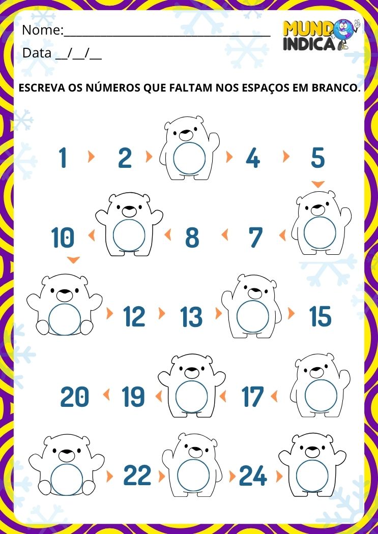 Atividade de Sequência Numérica para o 1º Ano
