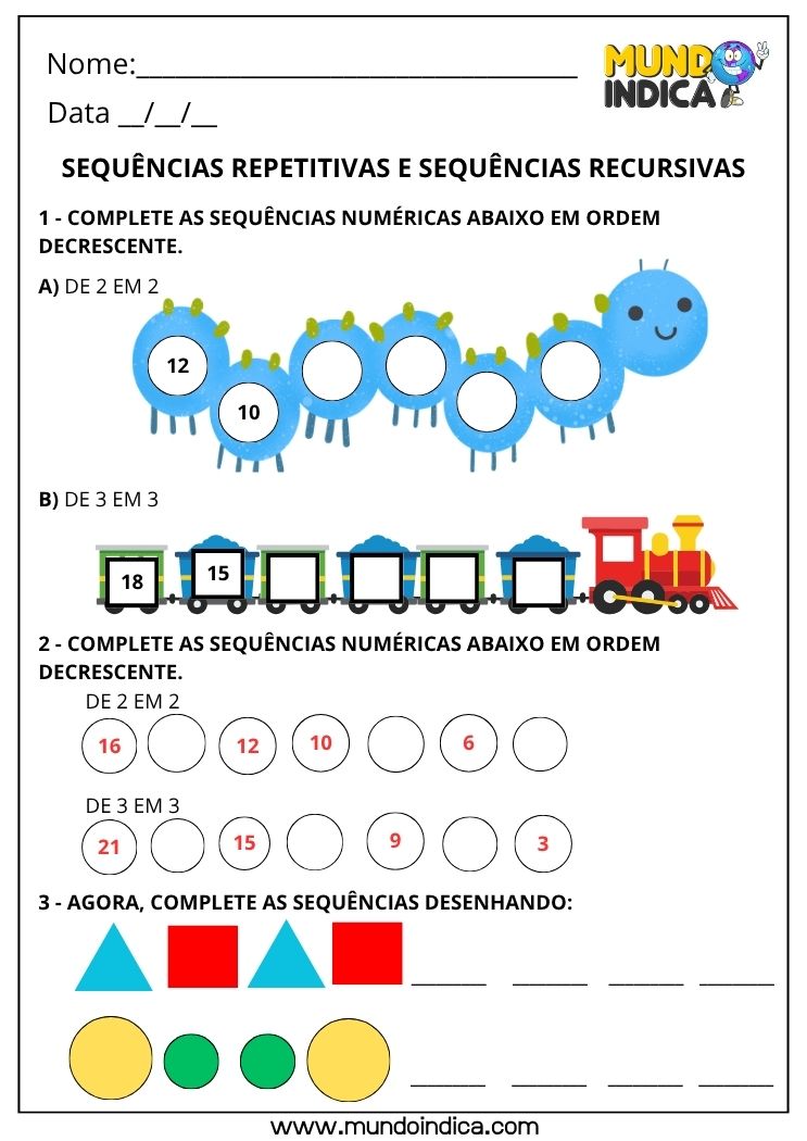 Atividade de Sequências Repetitivas e Recursivas para o 2º Ano