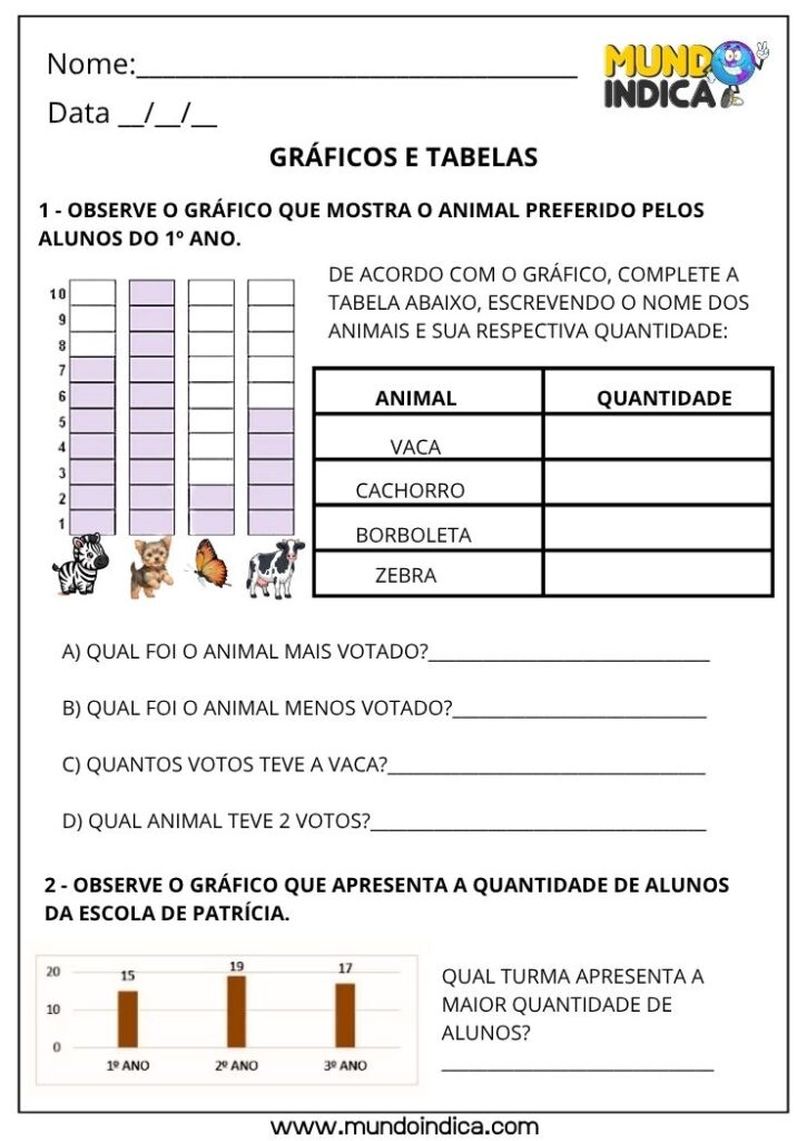 Atividades de Matemática 1º ano sobre Probabilidade e Estatística ...