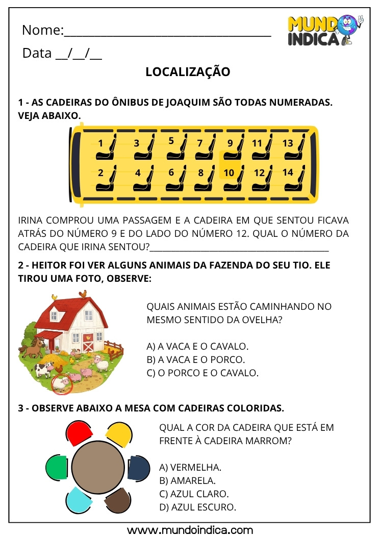 Atividade sobre Localização para o 2º ano