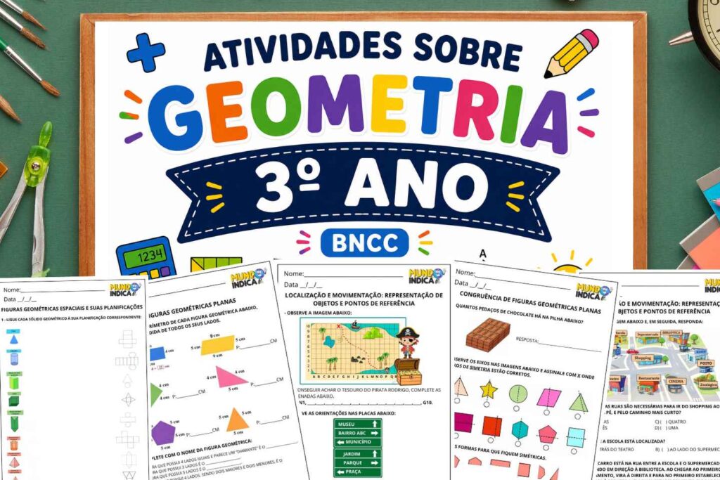 Atividades de Matemática 3º ano sobre Geometria segundo a BNCC (EF03MA12 a EF03MA16) para Imprimir