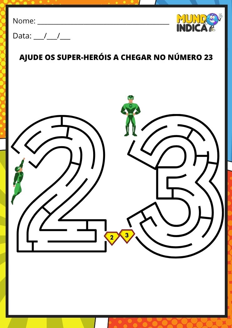 Labirinto em formato do número 23 para imprimir