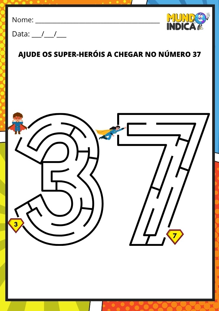 Labirinto em formato do número 37 para imprimir