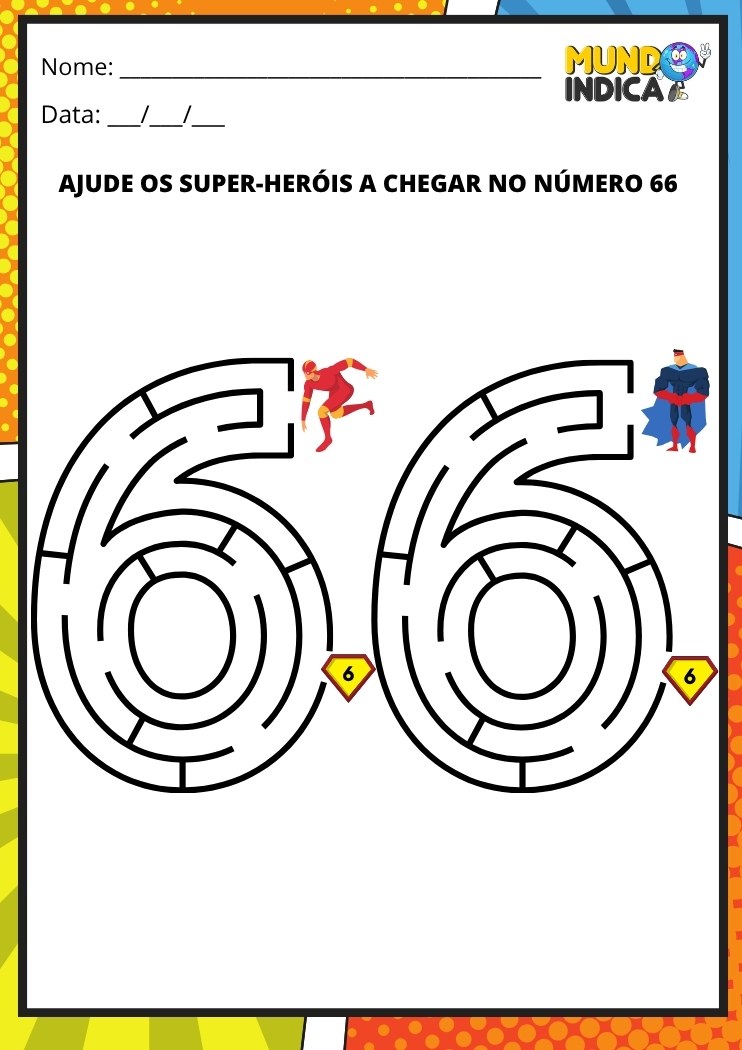 Labirinto em formato do número 66 para imprimir