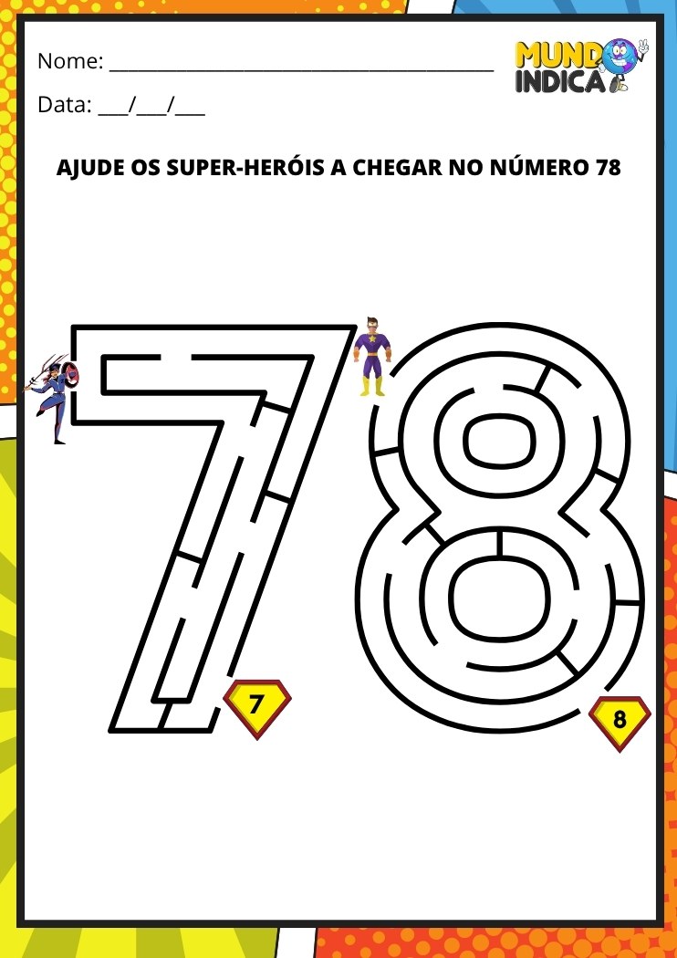 Labirinto em formato do número 78 para imprimir