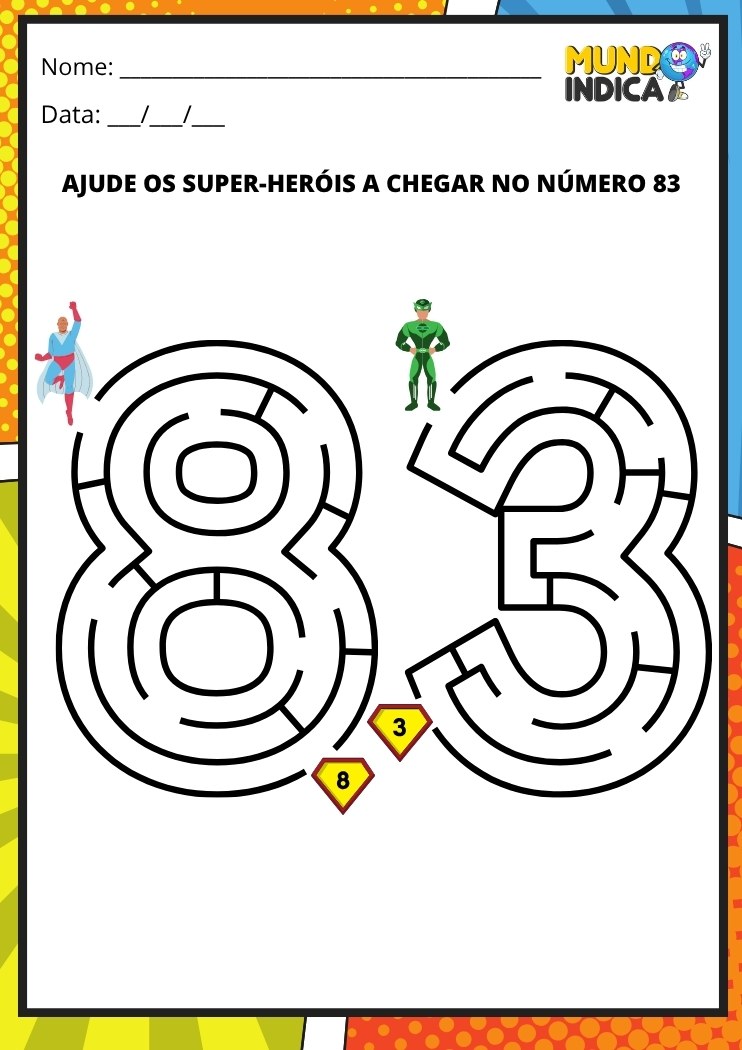 Labirinto em formato do número 83 para imprimir