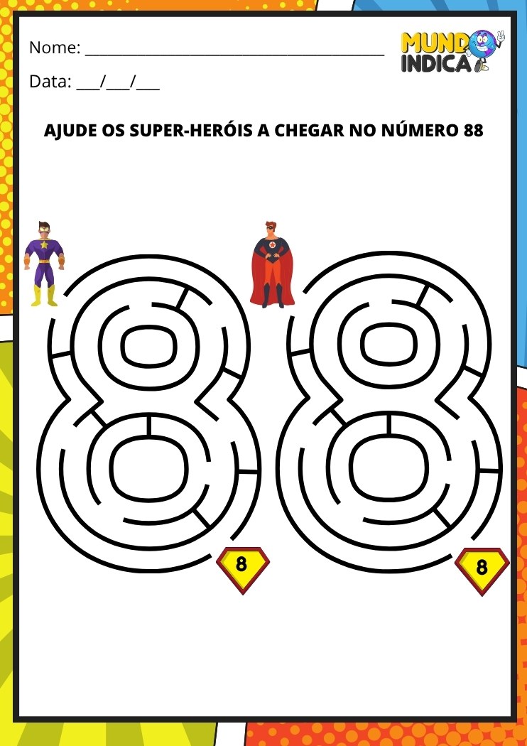 Labirinto em formato do número 88 para imprimir