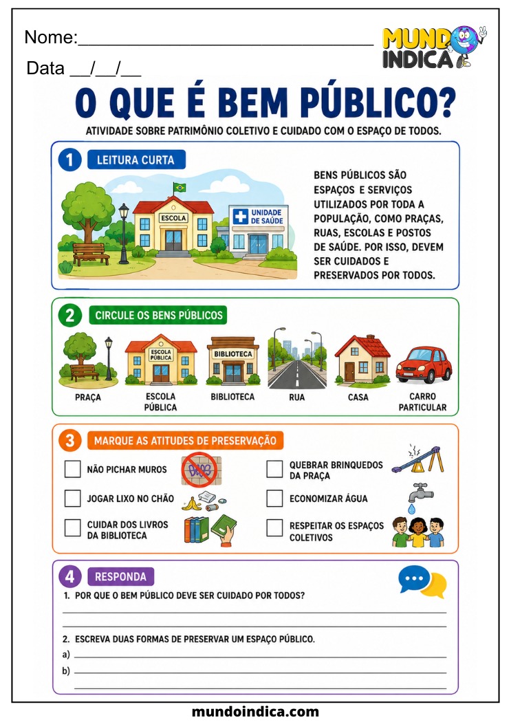 Atividade sobre Bem Público para Imprimir