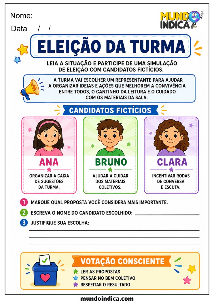Atividade sobre Eleição da Turma e Votação Consciente para Imprimir