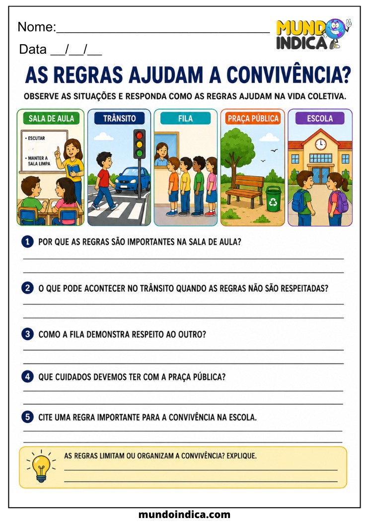 Atividade sobre Regras de Convivência e Espaços Coletivos