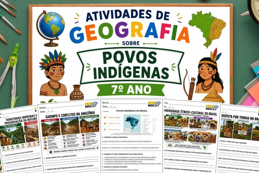 Atividades de Geografia sobre Povos Indígenas para o 7º Ano para Imprimir