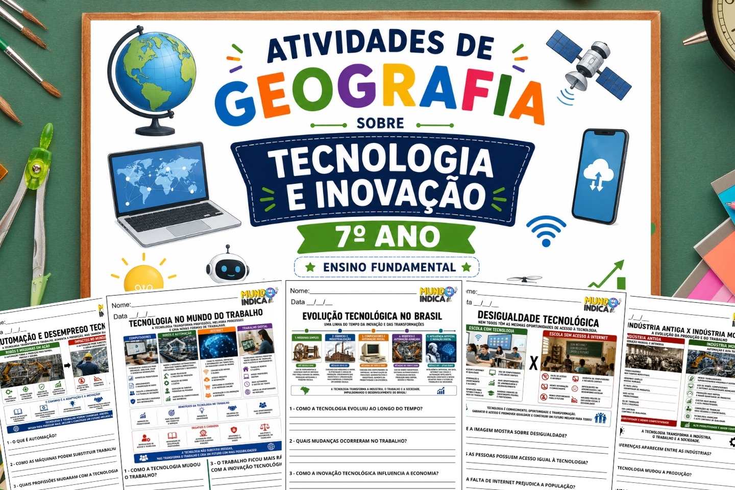 Atividades de Geografia sobre Tecnologia e Inovação para o 7º Ano para Imprimir