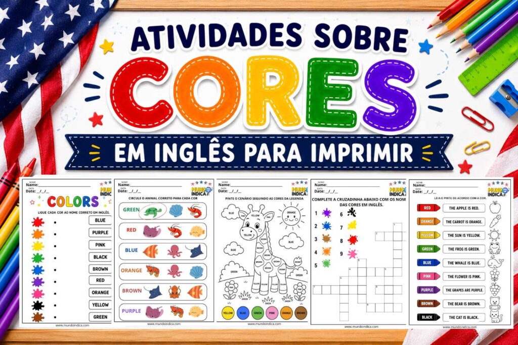 15 Atividades sobre Cores em Inglês para Imprimir