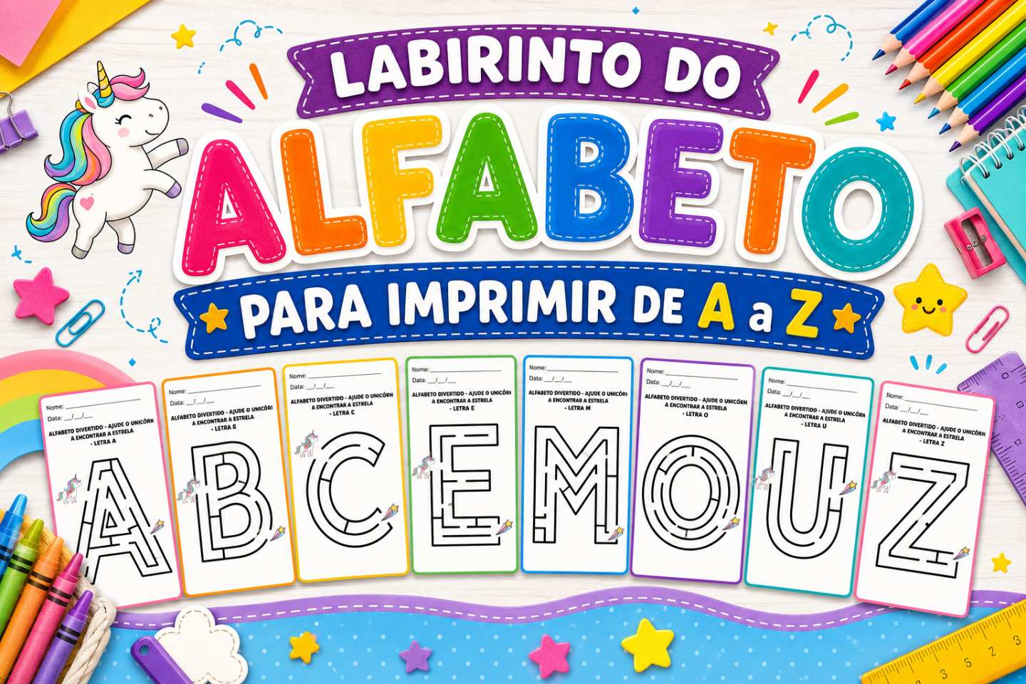Labirinto do Alfabeto para Imprimir de A a Z
