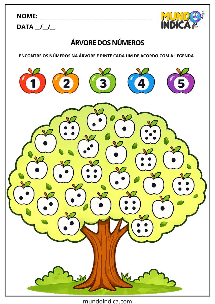 Atividade de Atenção e Identificação de Números na Árvore