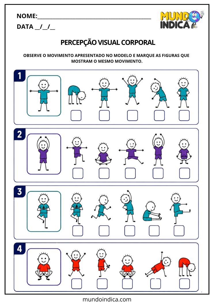 Atividade para Atenção e Percepção Corporal
