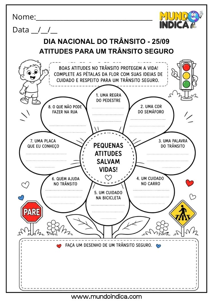 Atividade para o Dia Nacional do Trânsito para Imprimir