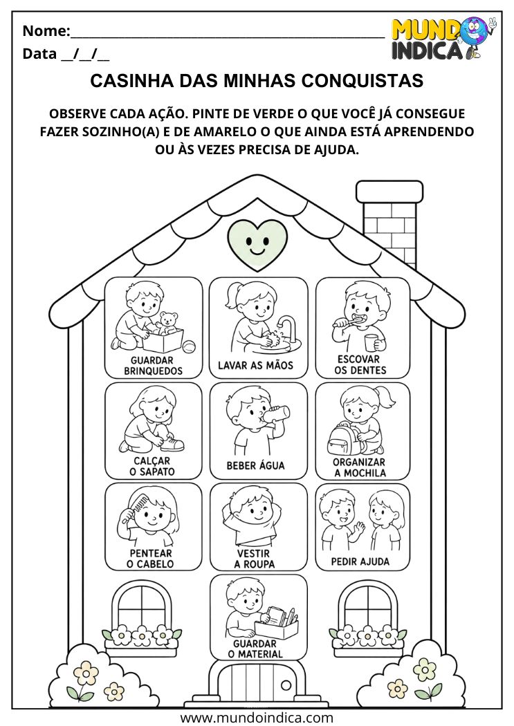 Atividade de Autonomia na Educação Infantil com a Casinha das Minhas Conquistas