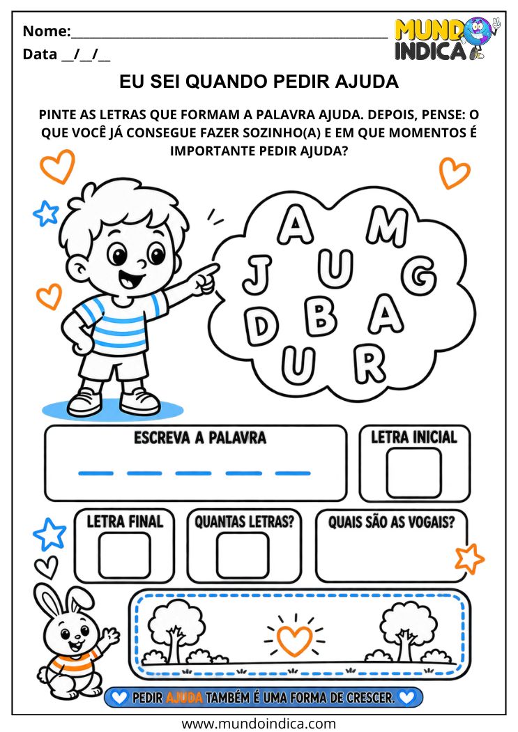 Atividade sobre Pedir Ajuda na Educação Infantil para Desenvolver Autonomia
