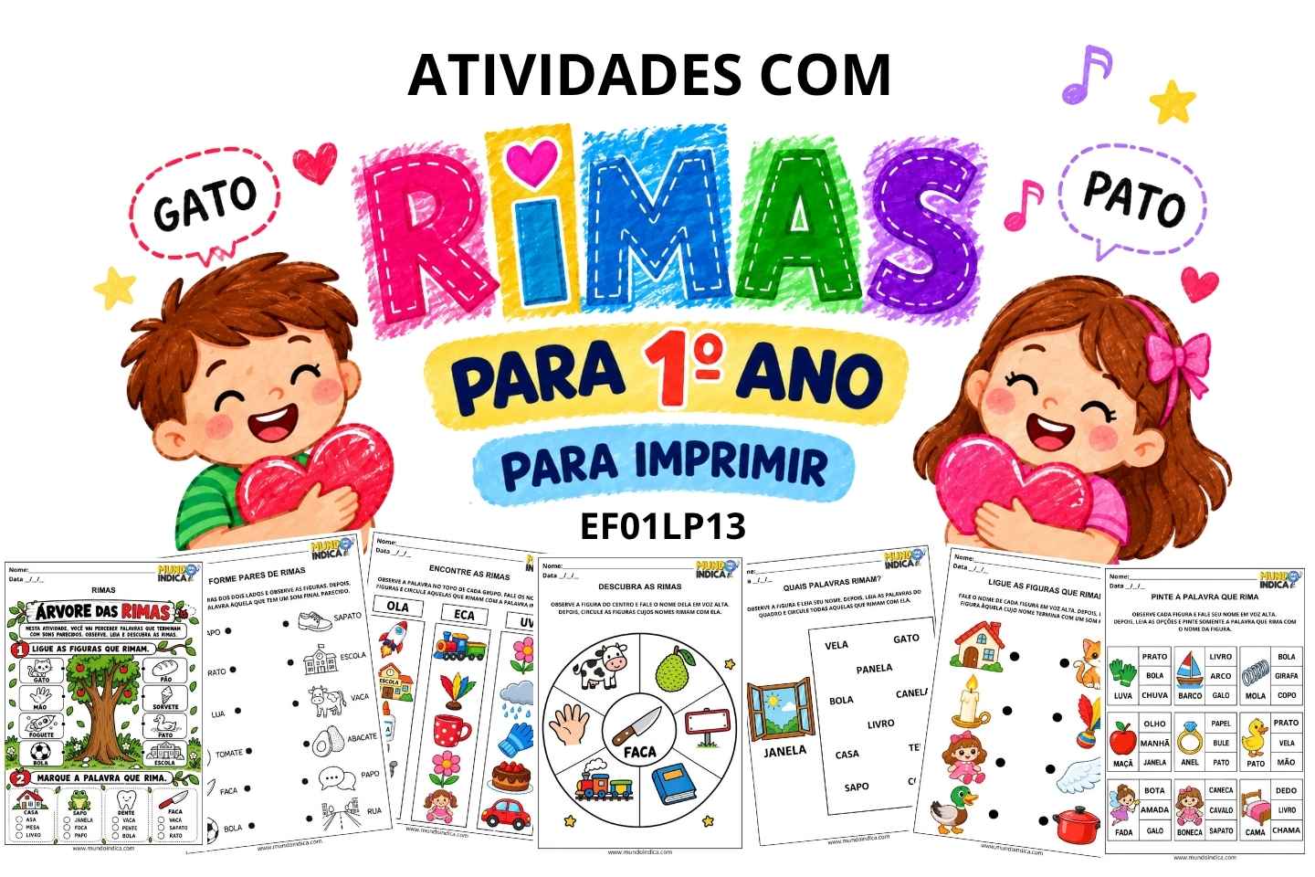 Atividades com Rimas para 1º ano para Imprimir (EF01LP13)