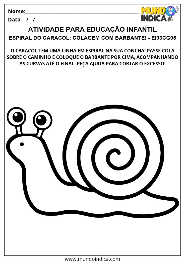 Atividade de Colagem com Barbante no Caracol EI03CG05