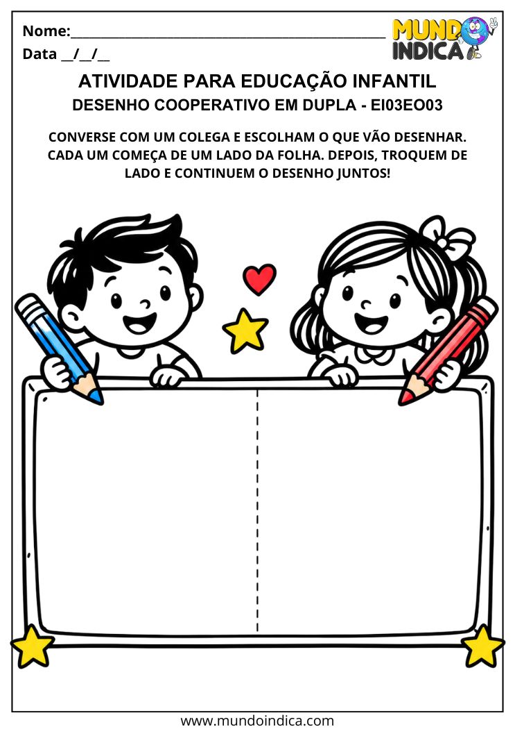 Atividade de Cooperação na Educação Infantil com Desenho em Dupla – EI03EO03