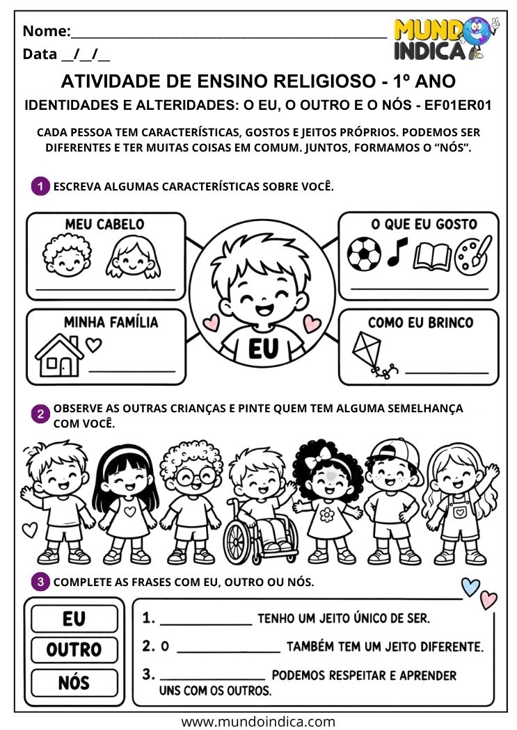 Atividade de Identidades e Alteridades sobre o Eu, o Outro e o Nós