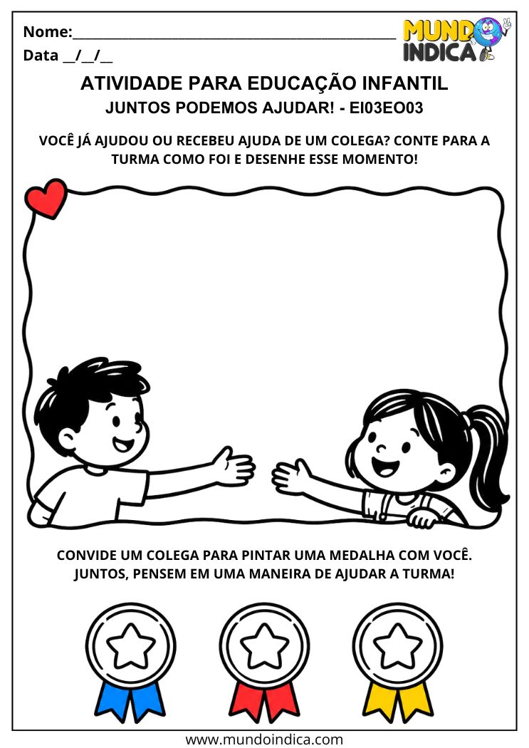 Atividade sobre Cooperação e Ajuda aos Colegas na Educação Infantil – EI03EO03