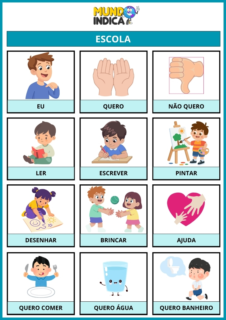 Prancha de Comunicação para Autismo na sala de aula